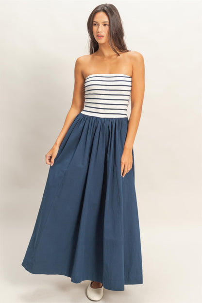 hyfve striped strapless Hyfve Striped Strapless Flowy Midi Dress view 20 (dress) - shop at us.meeeshop