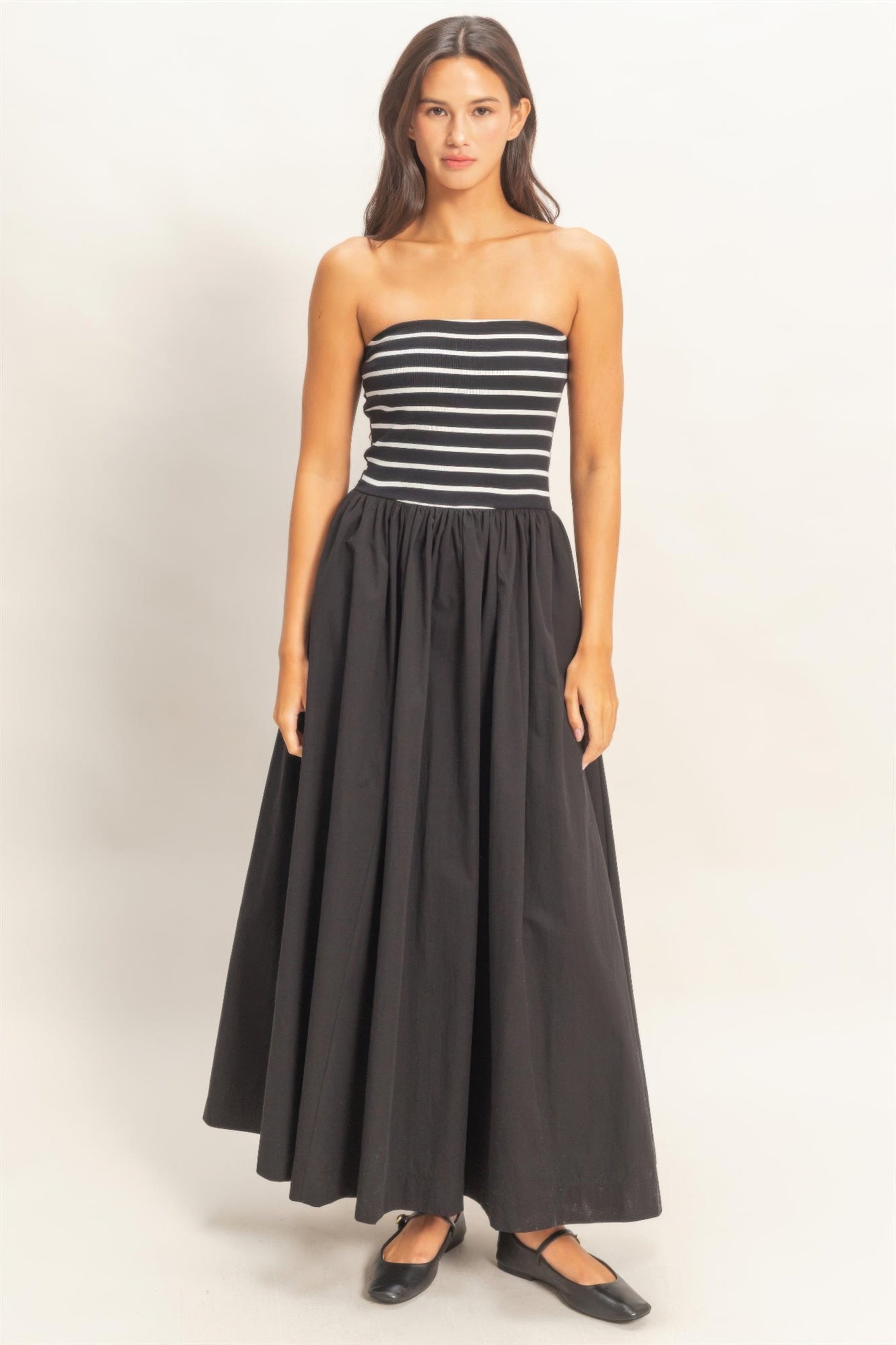 hyfve striped strapless Hyfve Striped Strapless Flowy Midi Dress view 13 (dress) - shop at us.meeeshop