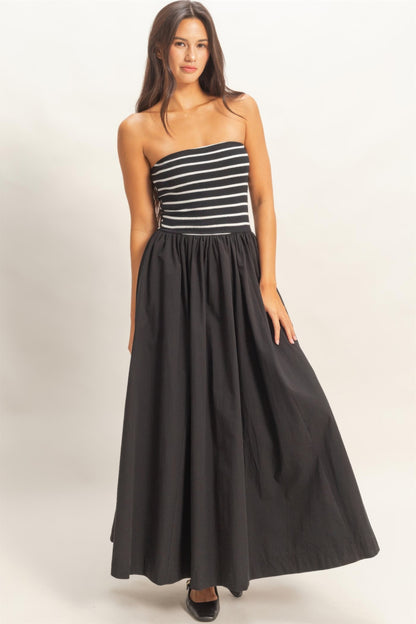 hyfve striped strapless Hyfve Striped Strapless Flowy Midi Dress view 14 (dress) - shop at us.meeeshop