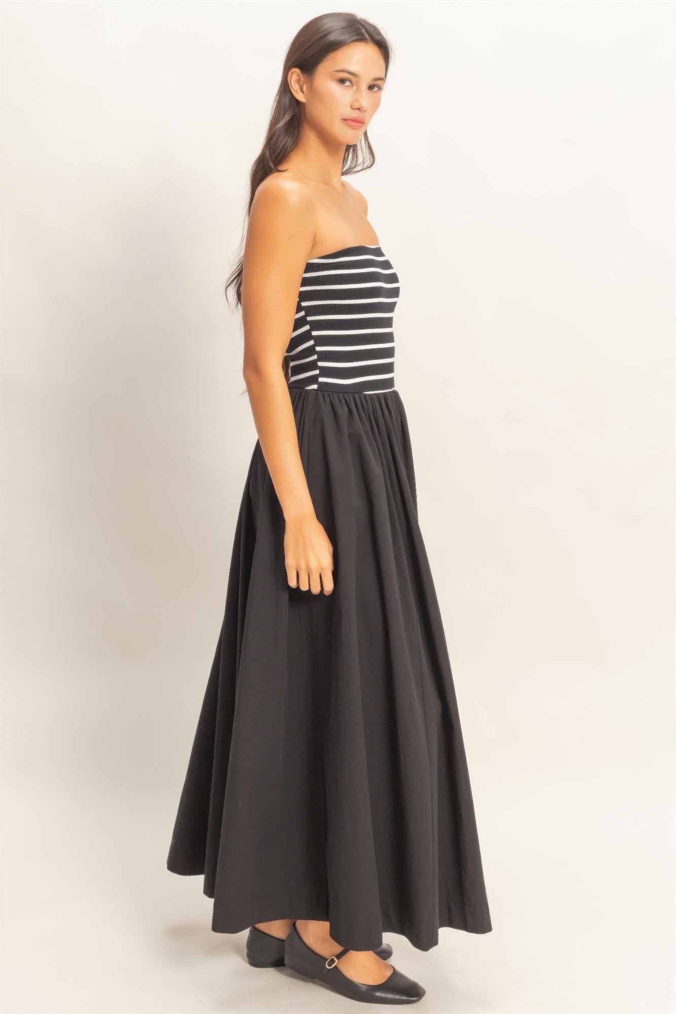 hyfve striped strapless Hyfve Striped Strapless Flowy Midi Dress view 16 (dress) - shop at us.meeeshop