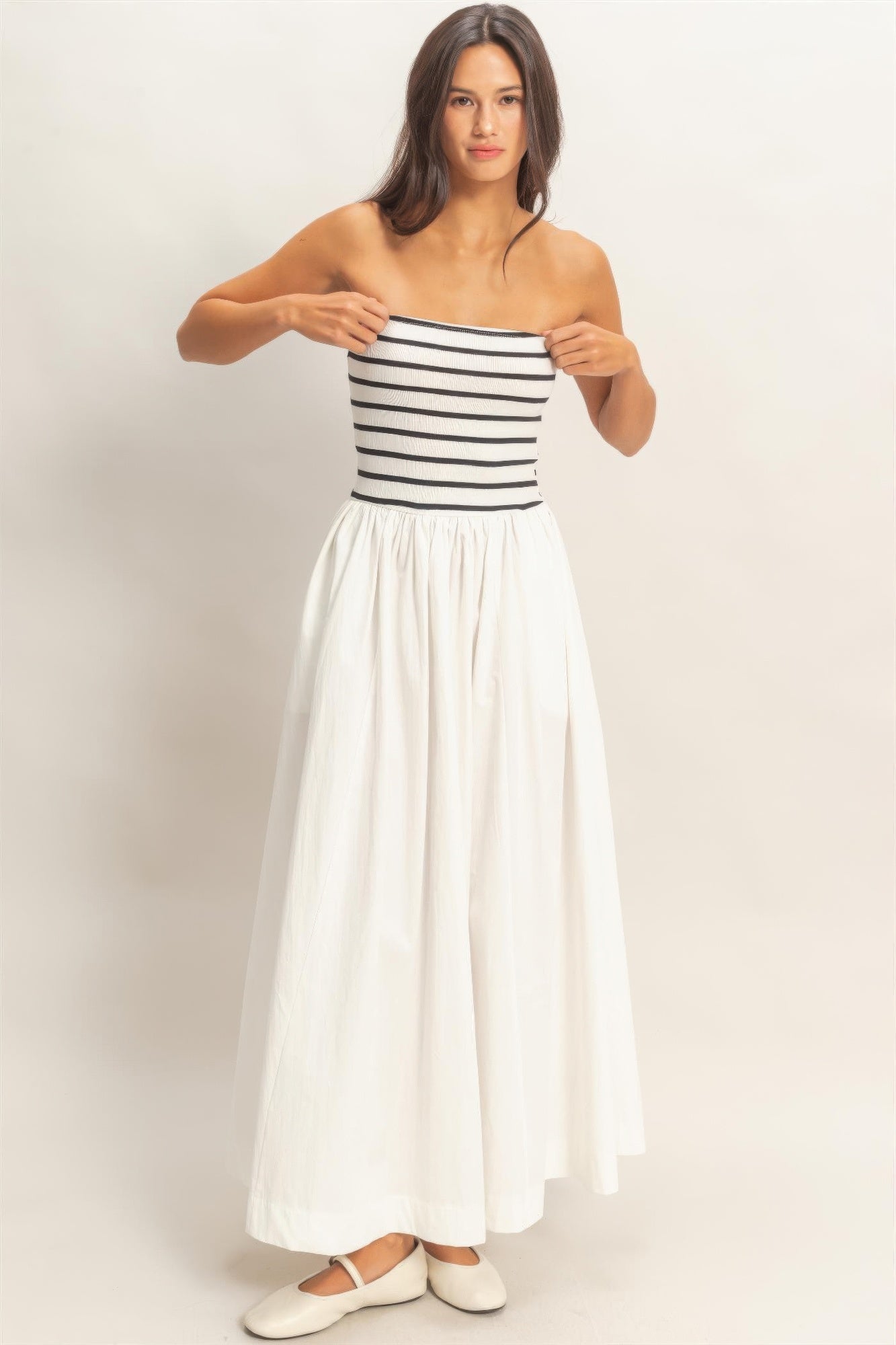 hyfve striped strapless Hyfve Striped Strapless Flowy Midi Dress view 11 (dress) - shop at us.meeeshop