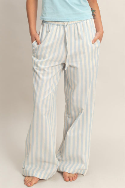 hyfve vertical striped Hyfve Vertical Striped Elastic Pants with Side Pockets view 19 (bottom) - shop at us.meeeshop