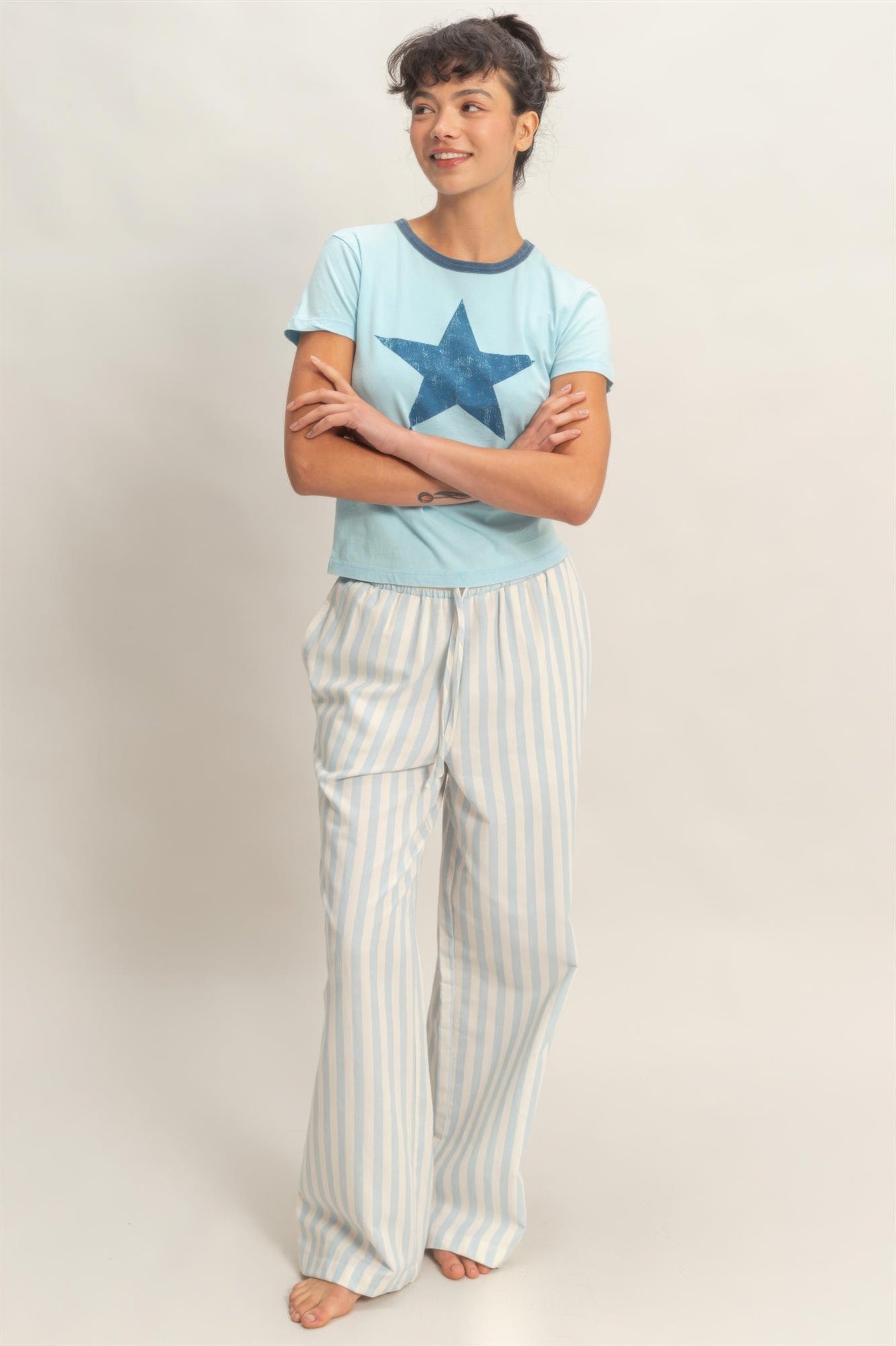 hyfve vertical striped Hyfve Vertical Striped Elastic Pants with Side Pockets view 20 (bottom) - shop at us.meeeshop