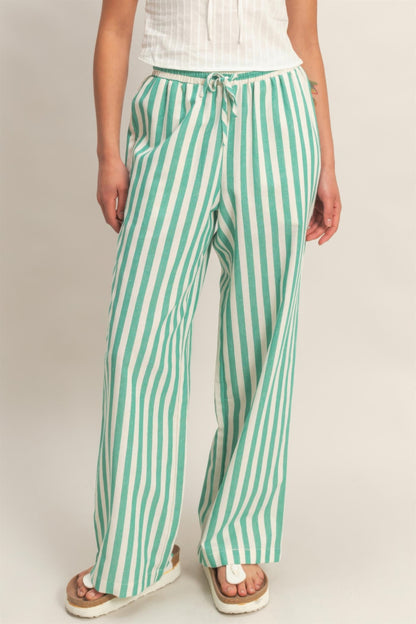 hyfve vertical striped Hyfve Vertical Striped Elastic Pants with Side Pockets view 7 (bottom) - shop at us.meeeshop
