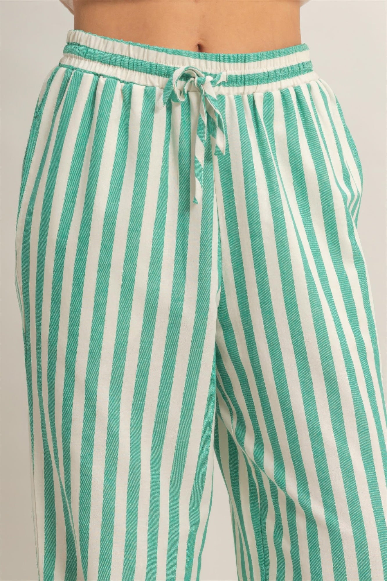 hyfve vertical striped Hyfve Vertical Striped Elastic Pants with Side Pockets view 11 (bottom) - shop at us.meeeshop