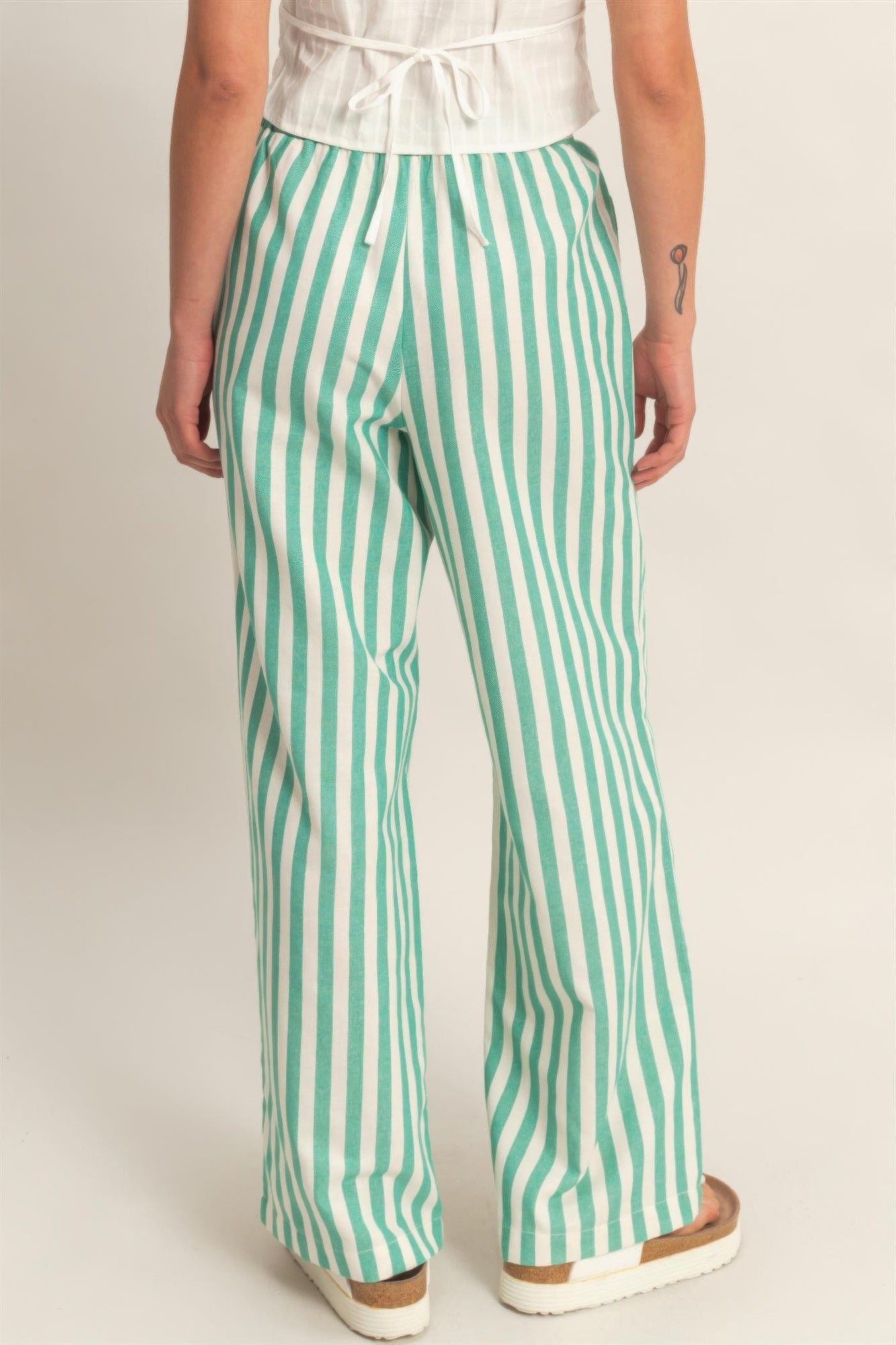 hyfve vertical striped Hyfve Vertical Striped Elastic Pants with Side Pockets view 12 (bottom) - shop at us.meeeshop