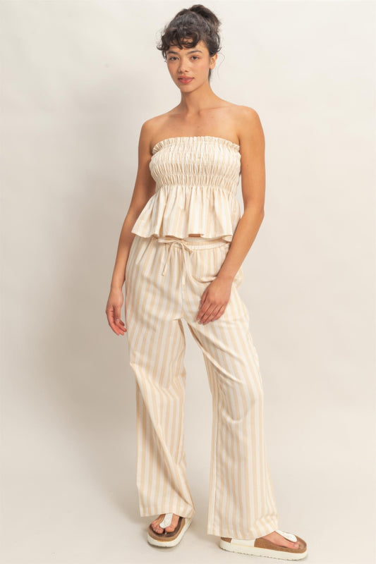hyfve vertical striped Hyfve Vertical Striped Elastic Pants with Side Pockets view 2 (bottom) - shop at us.meeeshop