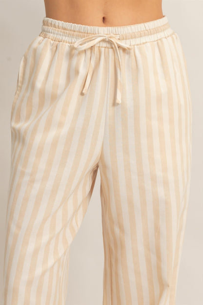 hyfve vertical striped Hyfve Vertical Striped Elastic Pants with Side Pockets view 5 (bottom) - shop at us.meeeshop
