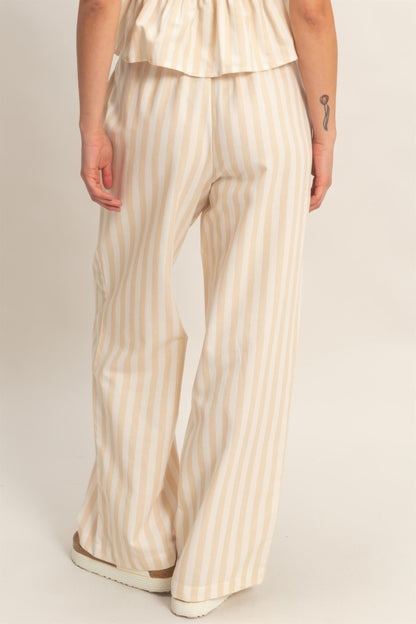 hyfve vertical striped Hyfve Vertical Striped Elastic Pants with Side Pockets view 6 (bottom) - shop at us.meeeshop