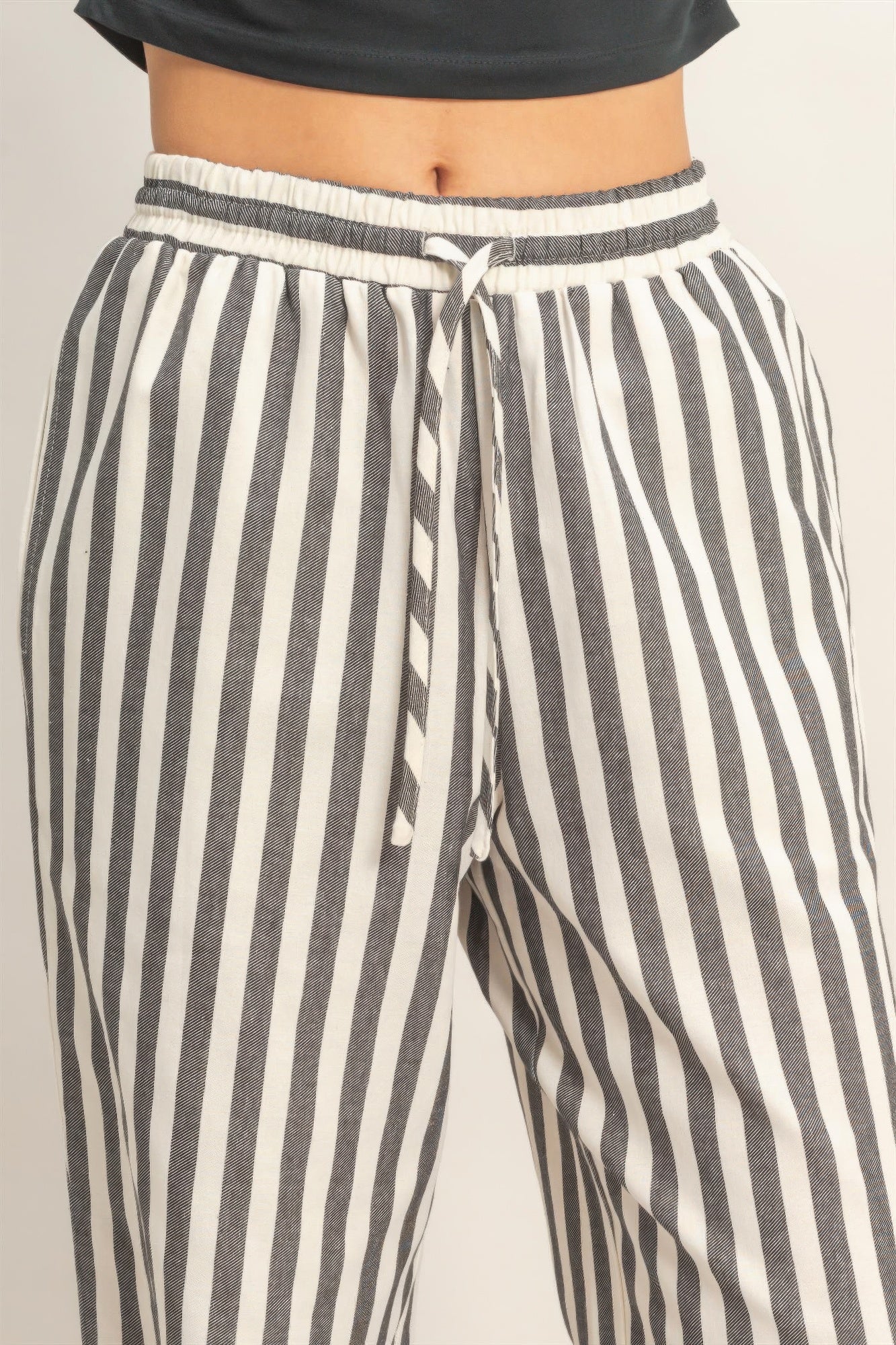 hyfve vertical striped Hyfve Vertical Striped Elastic Pants with Side Pockets view 15 (bottom) - shop at us.meeeshop