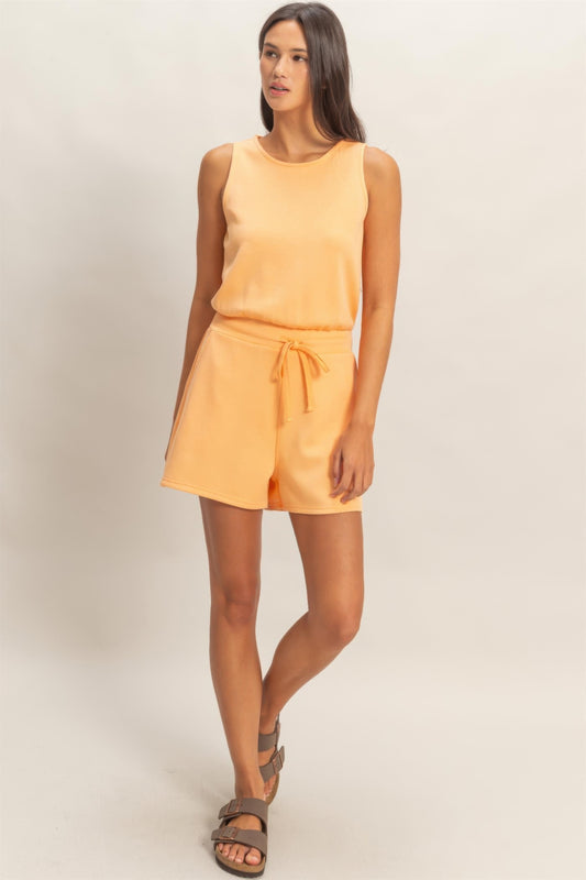 Hyfve Drawstring Waist Sleeveless Romper | view 2 | Ccwholesaleclothing | us.meeeshop