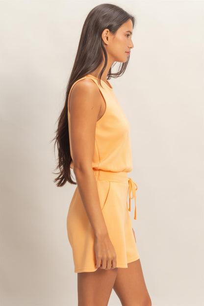 hyfve drawstring waist Hyfve Drawstring Waist Sleeveless Romper view 5 (one-piece) - shop at us.meeeshop