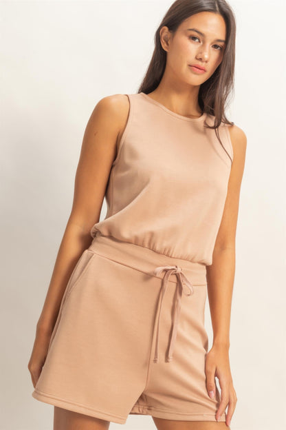 hyfve drawstring waist Hyfve Drawstring Waist Sleeveless Romper view 24 (one-piece) - shop at us.meeeshop