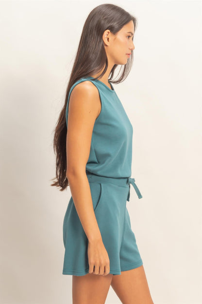 hyfve drawstring waist Hyfve Drawstring Waist Sleeveless Romper view 21 (one-piece) - shop at us.meeeshop