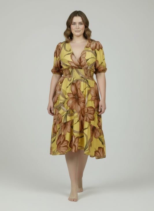 mlle gabrielle floral Mlle Gabrielle Floral Dress Yellow combo (dress) - shop at us.meeeshop