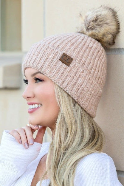 Women's CC Cozy Marled Pom Beanie - us.meeeshop