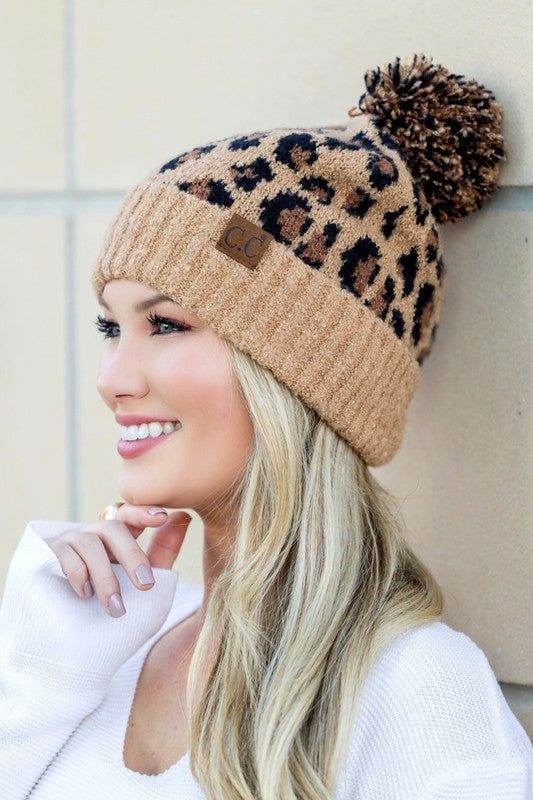 CC Leopard Pom Beanie - us.meeeshop