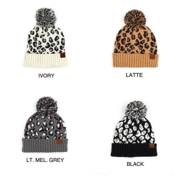 CC Leopard Pom Beanie - us.meeeshop