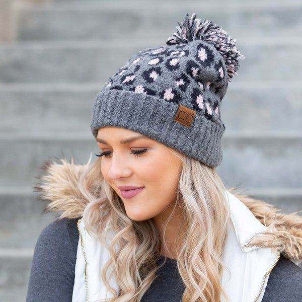 CC Leopard Pom Beanie - us.meeeshop