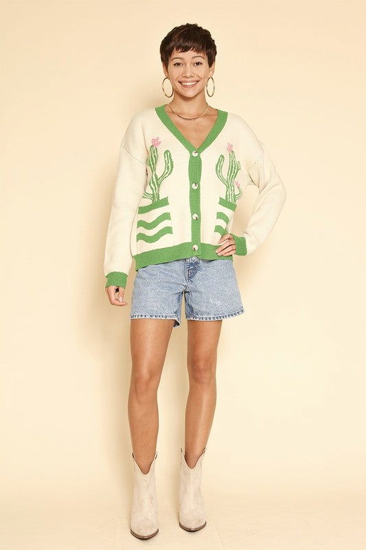 Cactus flower cardigan us.meeeshop - 