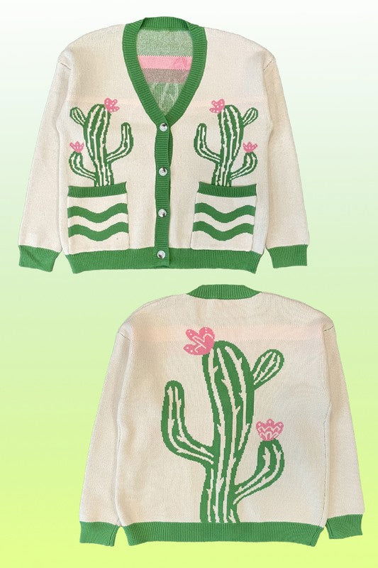 Cactus flower cardigan us.meeeshop - 