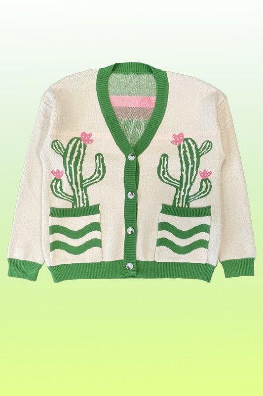 Cactus flower cardigan us.meeeshop - 