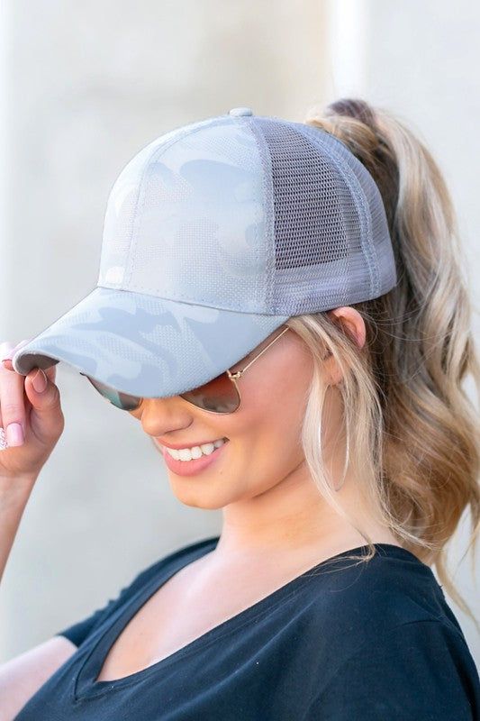 Camo Messy Bun Cap | us.meeeshop