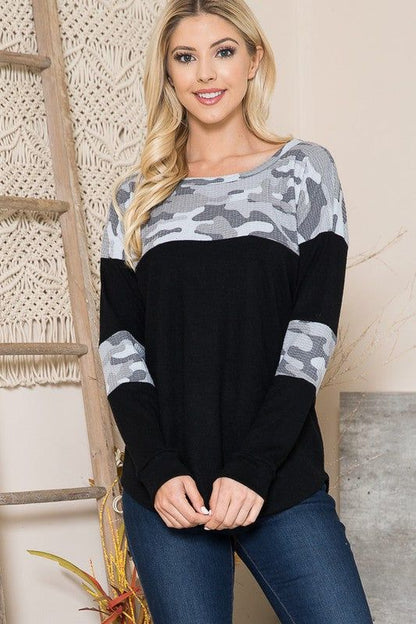 Camouflage Contrast Sweater Knit - us.meeeshop