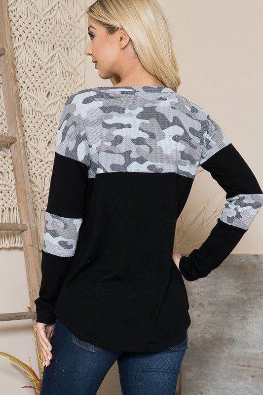 Camouflage Contrast Sweater Knit - us.meeeshop