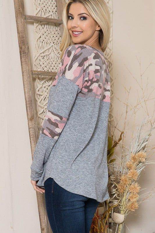 Camouflage Contrast Sweater Knit - us.meeeshop