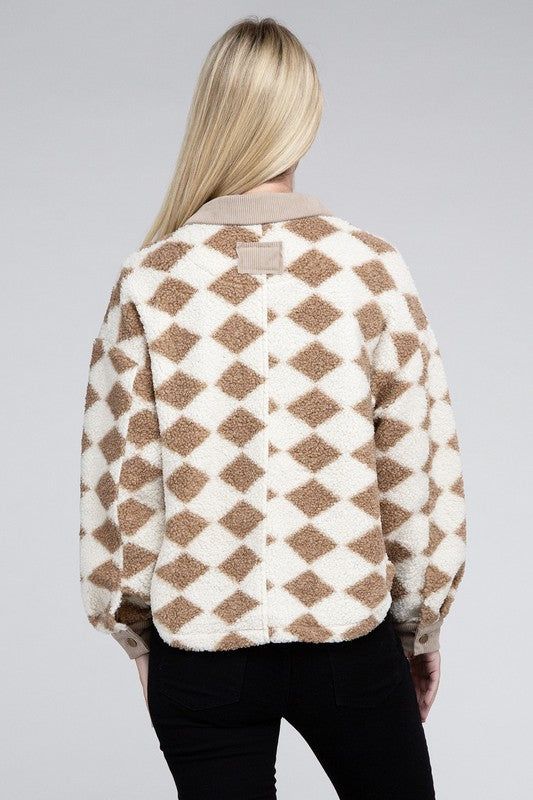 Checked Zip Pockets Jacket - us.meeeshop