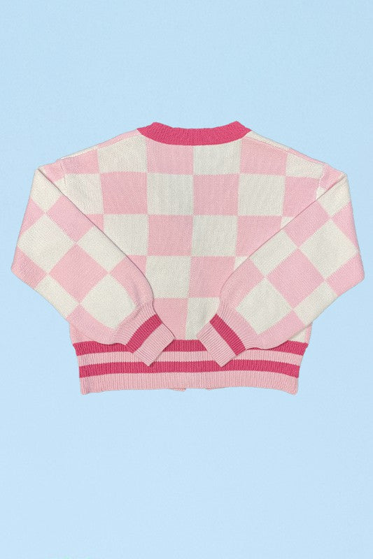 Checkered knit cardigan us.meeeshop - 