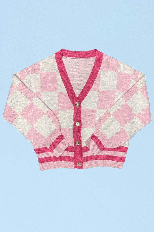 Checkered knit cardigan us.meeeshop - 