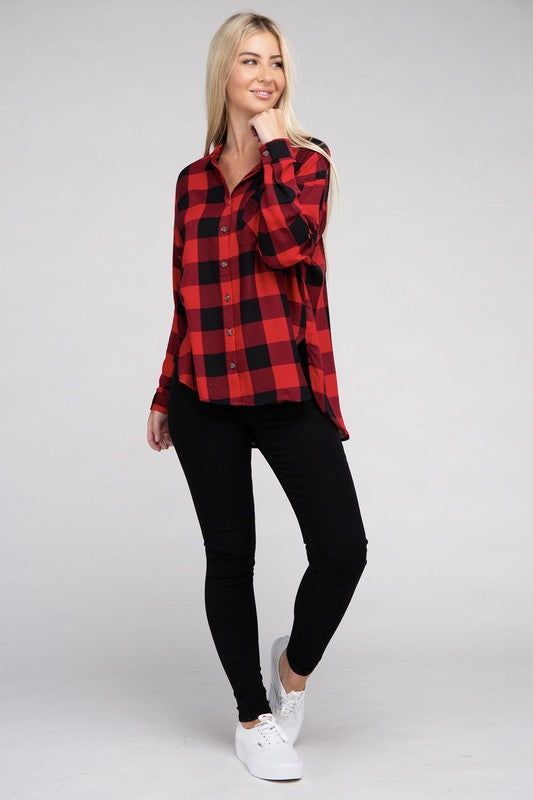 Women's Classic Plaid Flannel Shirt - us.meeeshop