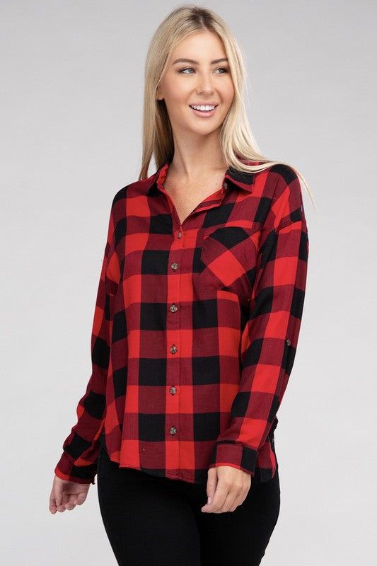 Women's Classic Plaid Flannel Shirt - us.meeeshop