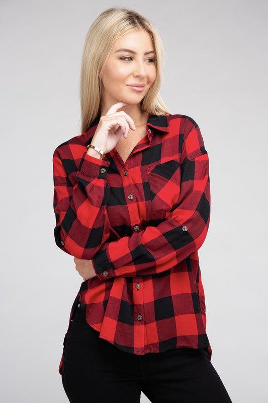 Women's Classic Plaid Flannel Shirt - us.meeeshop