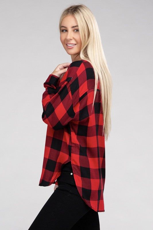 Women's Classic Plaid Flannel Shirt - us.meeeshop