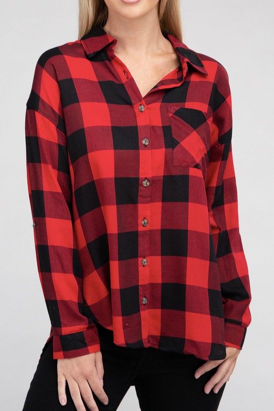 Women's Classic Plaid Flannel Shirt - us.meeeshop