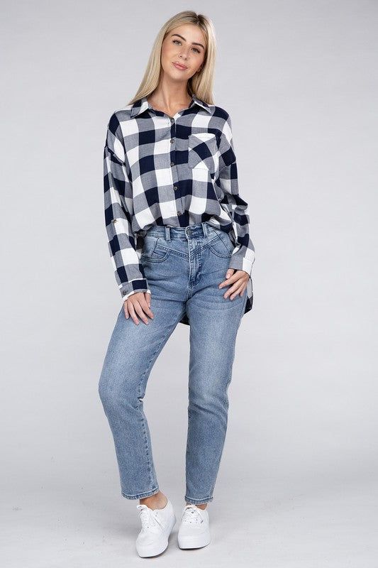 Women's Classic Plaid Flannel Shirt - us.meeeshop