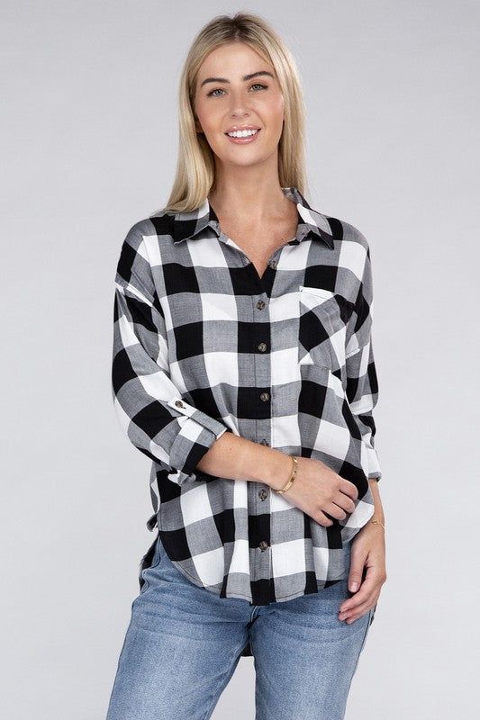 Women's Classic Plaid Flannel Shirt - us.meeeshop