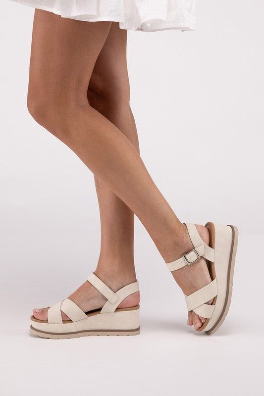 Clever-S Cross Strap Wedge Sandals us.meeeshop - 