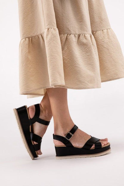 Clever-S Cross Strap Wedge Sandals us.meeeshop - 