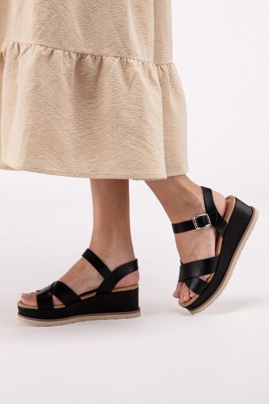 Clever-S Cross Strap Wedge Sandals us.meeeshop - 