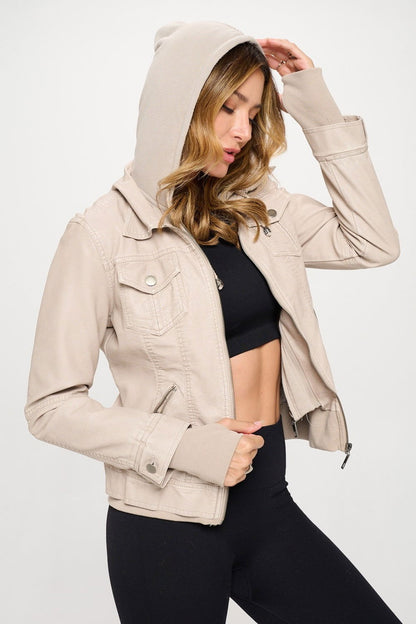 Coalition LA Double Zip Hooded Long Sleeve Jacket us.meeeshop - 