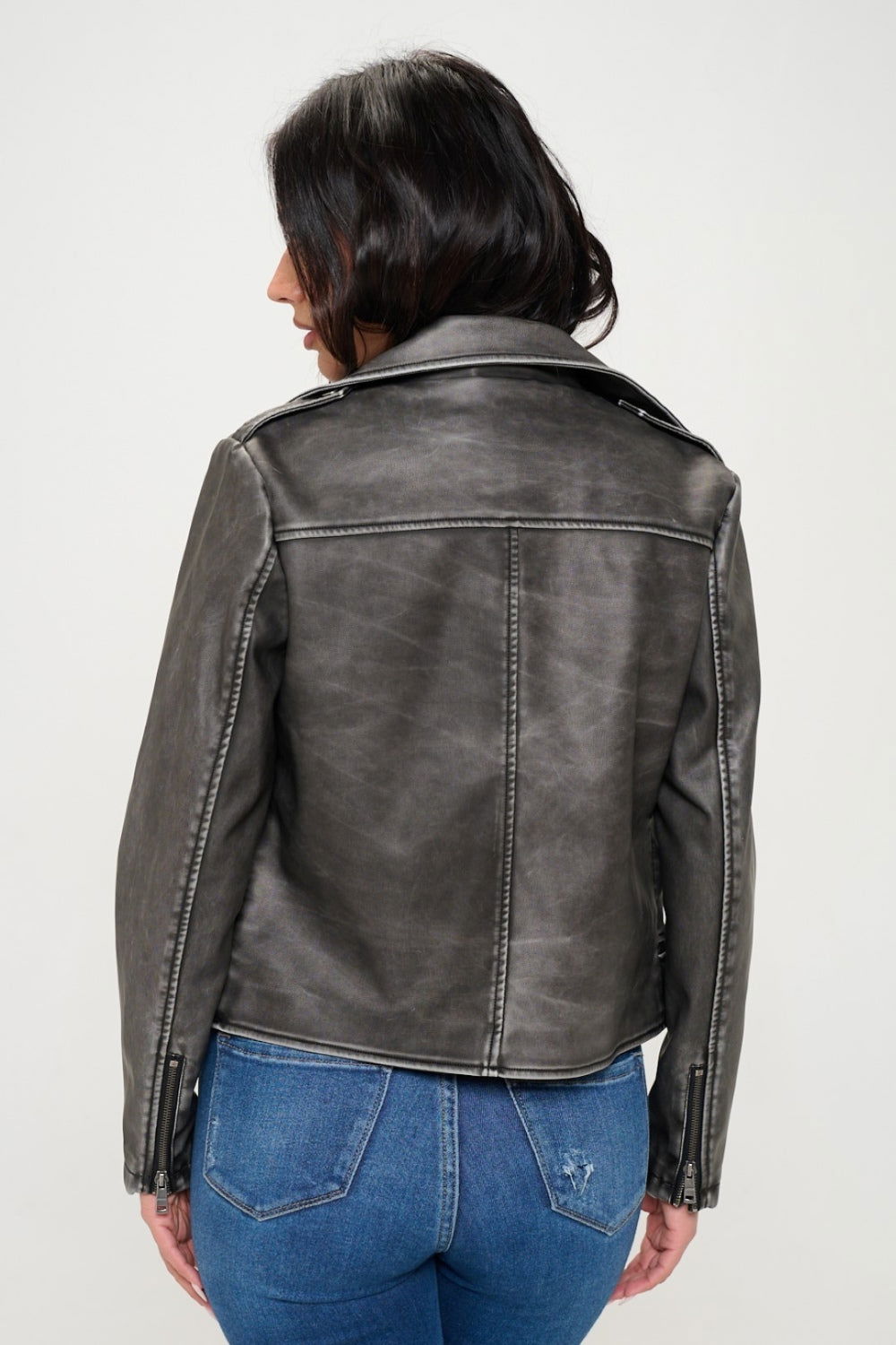 Coalition LA Zip Up Biker Jacket with Belt us.meeeshop - 