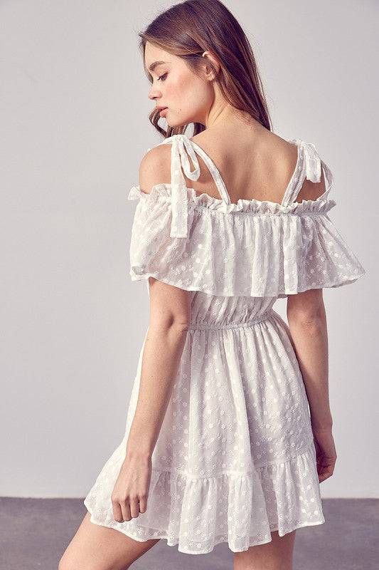 Cold Shoulder Ruffle Dress us.meeeshop - 