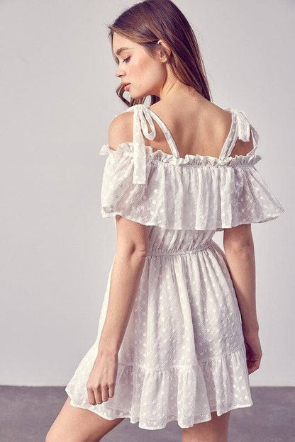 Cold Shoulder Ruffle Dress us.meeeshop - 