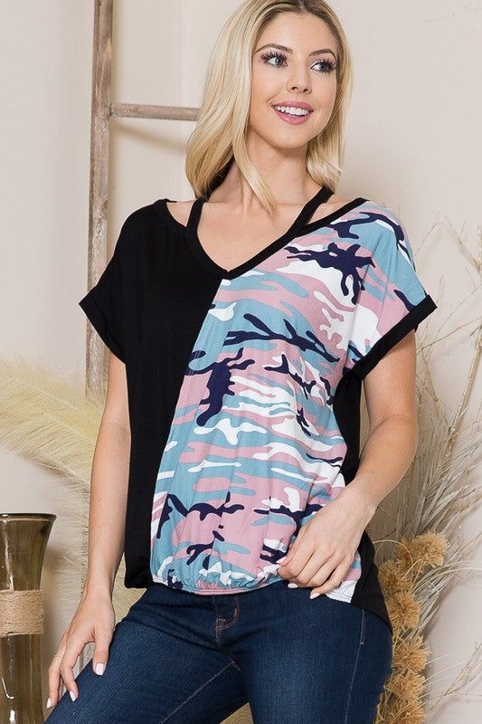 Cold Shoulder Wrap Front Top us.meeeshop - 