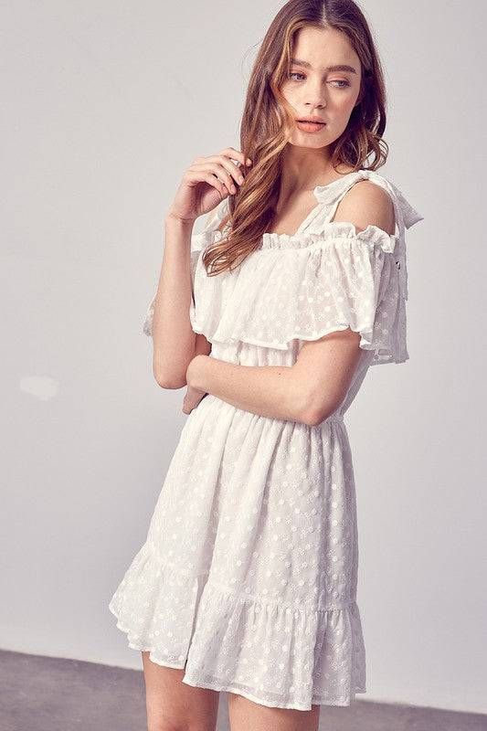 Cold Shoulder Ruffle Dress - us.meeeshop