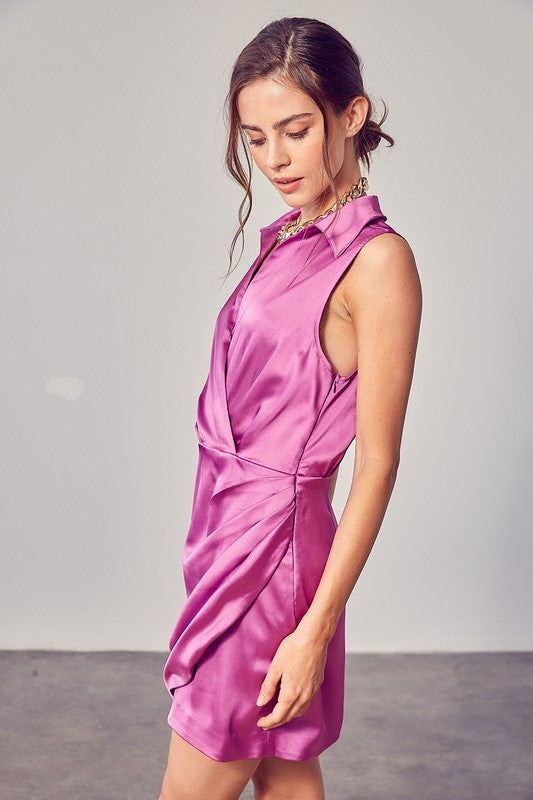 Collar Wrap Dress - us.meeeshop